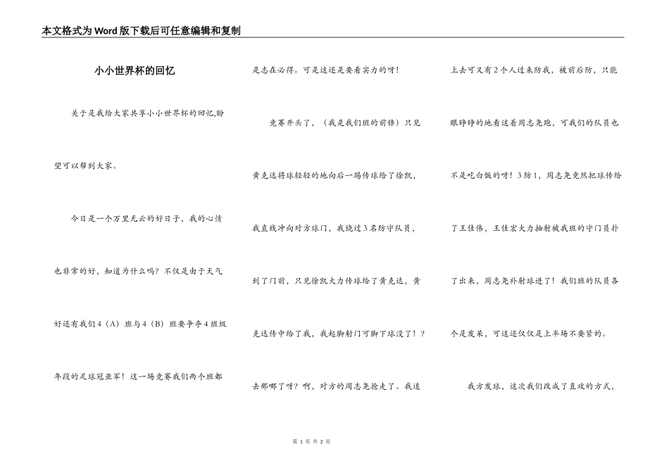 小小世界杯的回忆_第1页