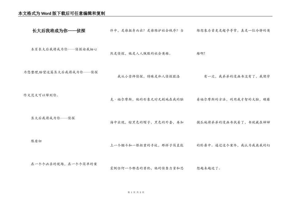 长大后我将成为你——侦探_第1页