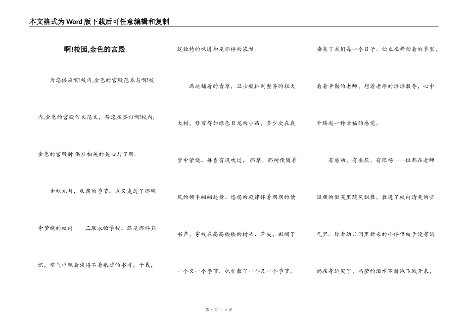 啊!校园,金色的宫殿_第1页