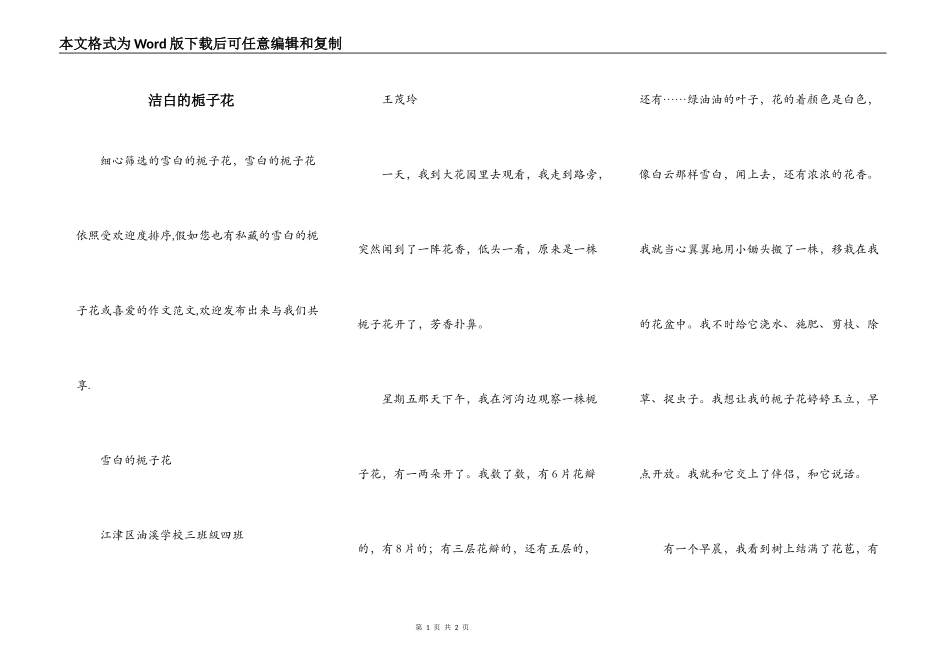 洁白的栀子花_第1页