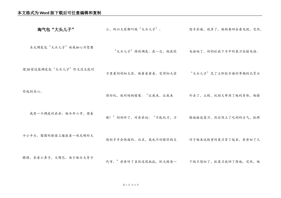 淘气包“大头儿子”_第1页
