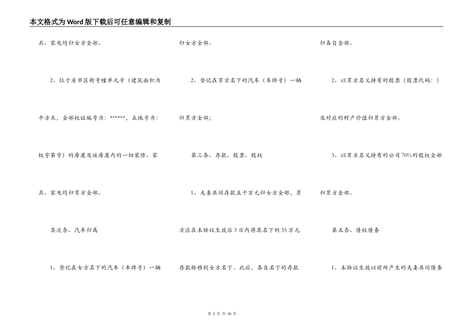 夫妻财产约定协议书_第2页