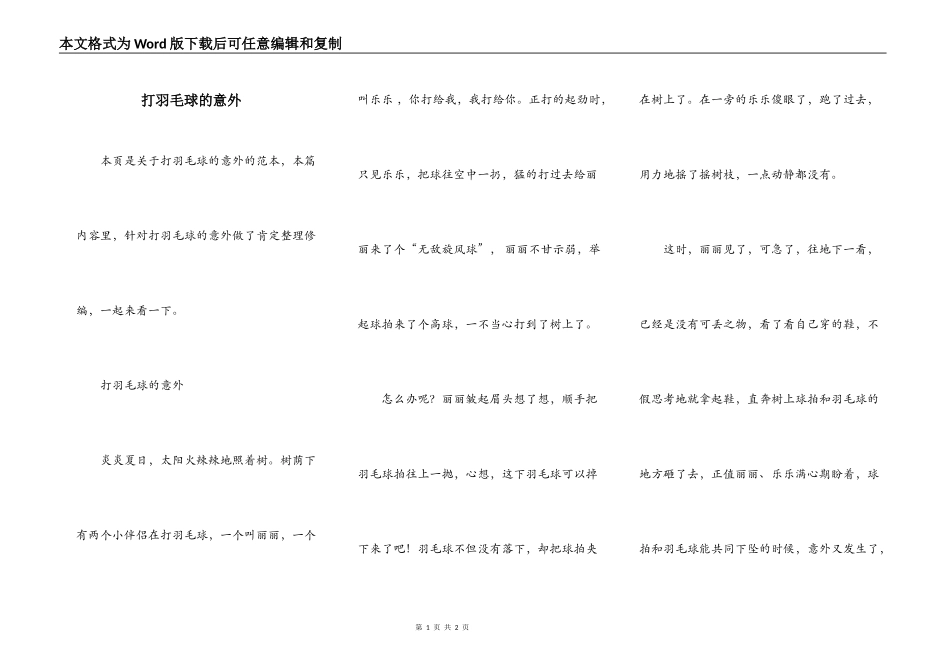 打羽毛球的意外_第1页