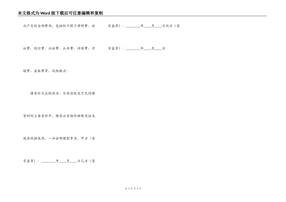 个人借贷借条通用版_第3页