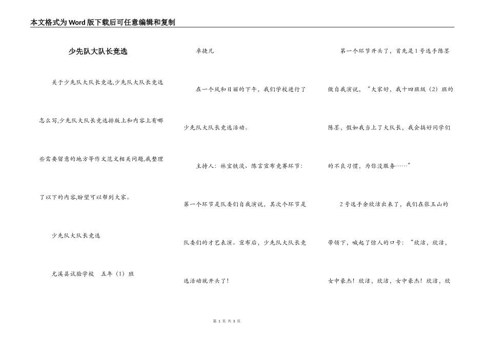 少先队大队长竞选_第1页