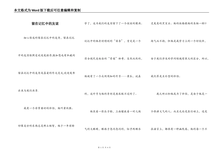 留在记忆中的友谊_第1页