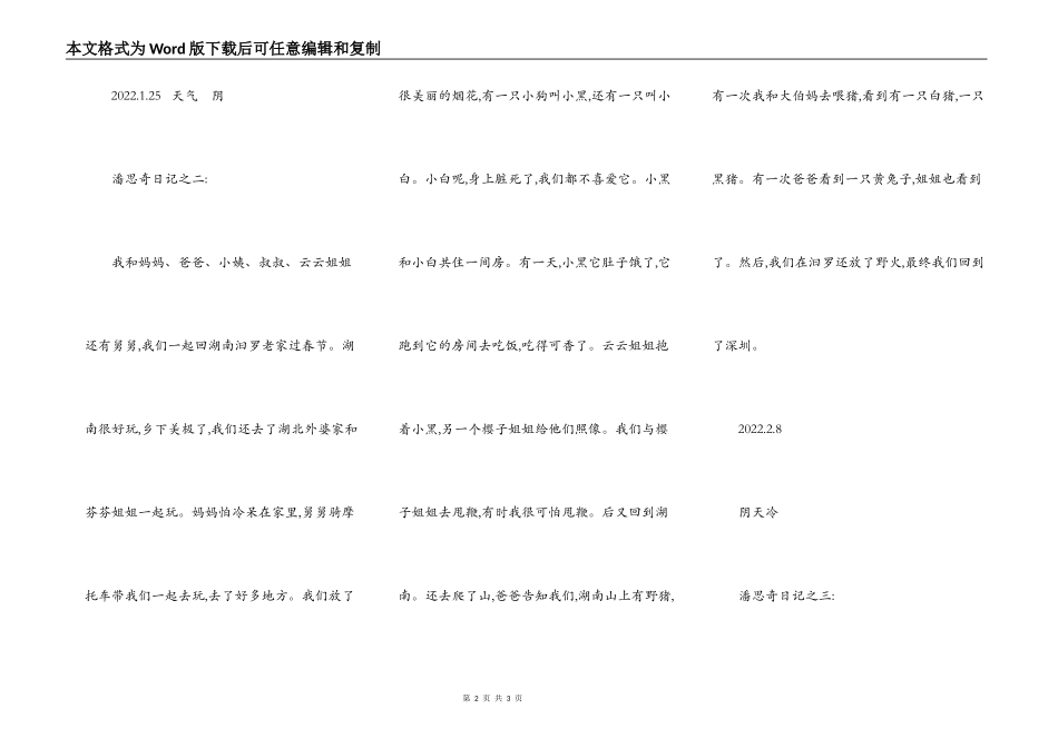 潘思奇寒假日记_第2页