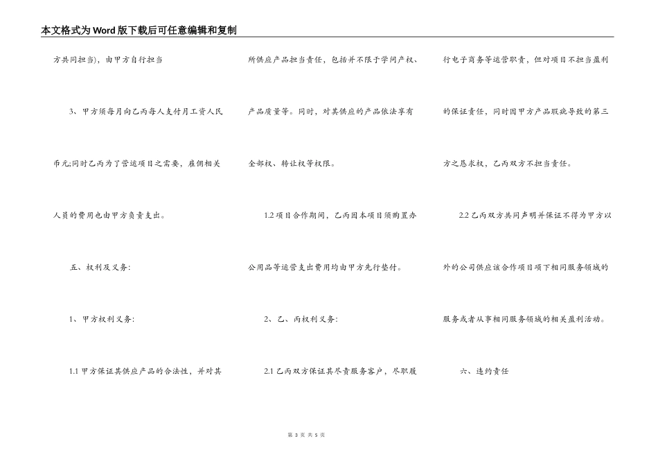 项目合作协议书（适用于电子商务合作）_第3页