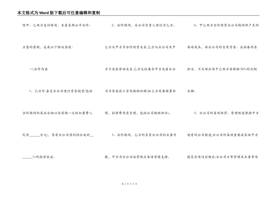 分公司投资的合作协议_第2页