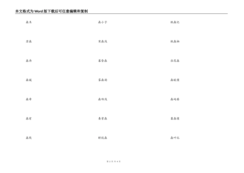 带有森的小清新网名，含森字的小清新女生网名_第2页