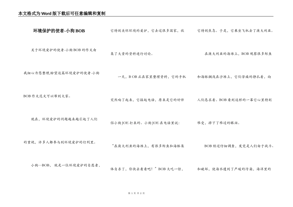 环境保护的使者-小狗BOB_第1页