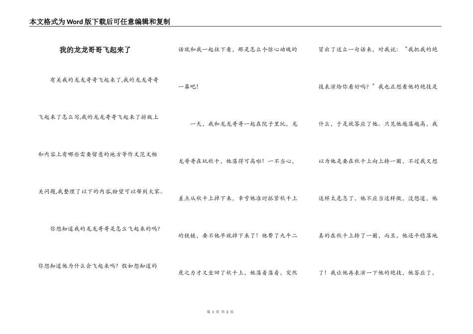 我的龙龙哥哥飞起来了_第1页