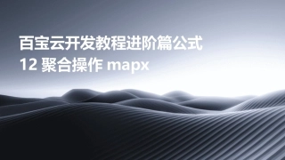 百宝云开发教程进阶篇公式12聚合操作mapx
