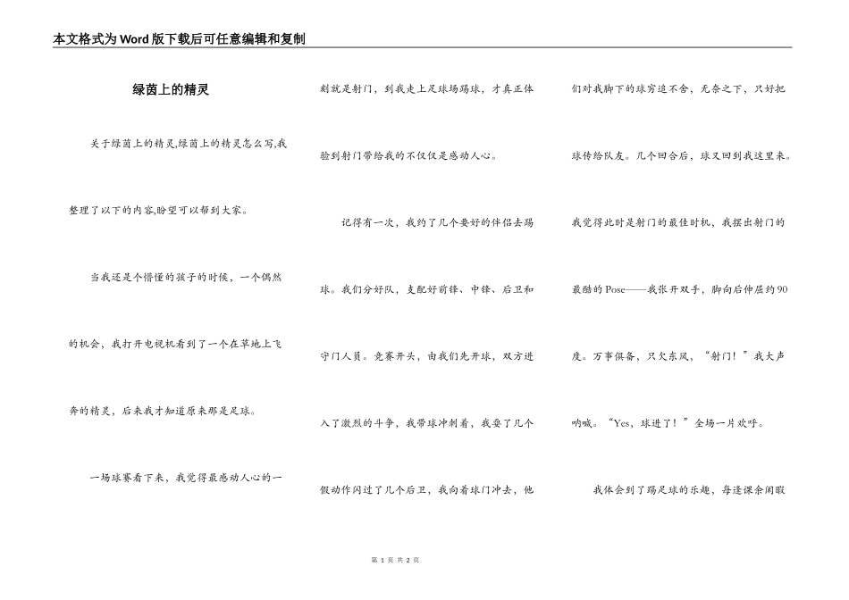 绿茵上的精灵_第1页