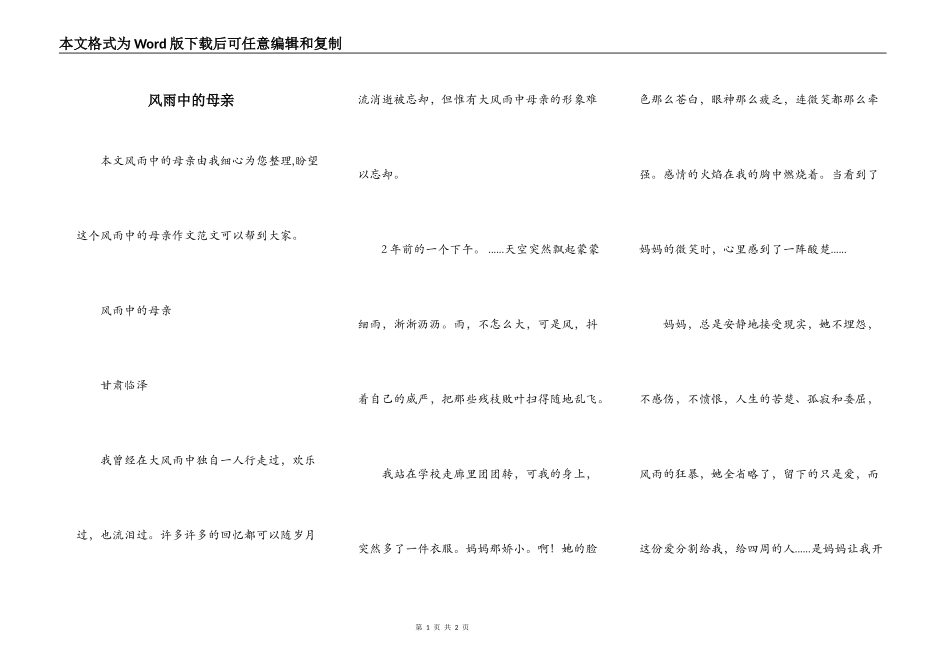 风雨中的母亲_第1页