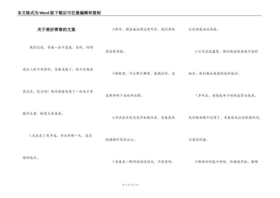 关于美好青春的文案_第1页