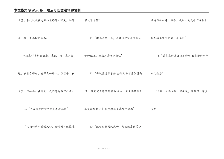 关于美好青春的文案_第2页