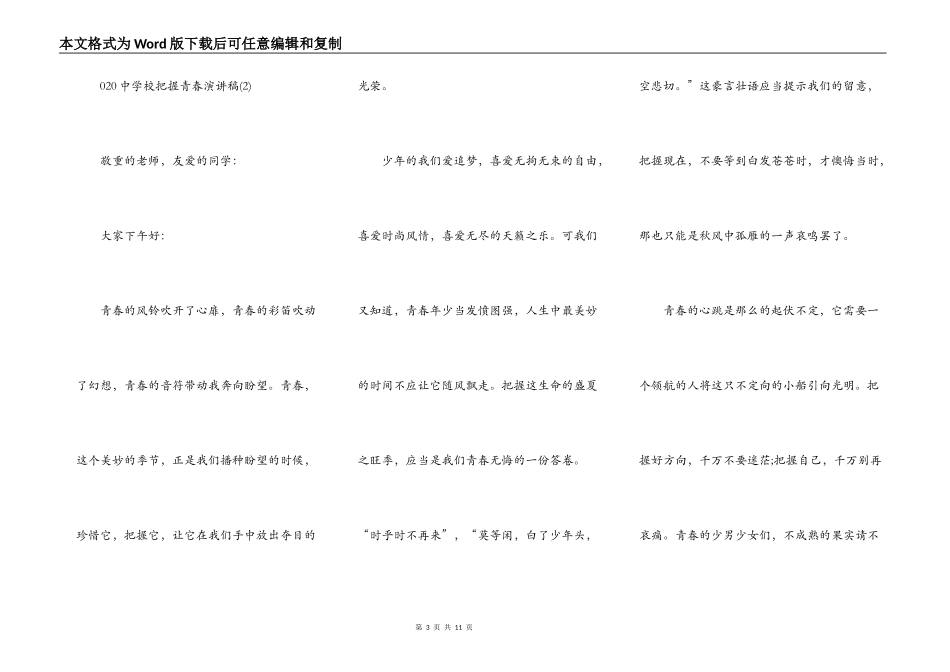 2022中小学把握青春演讲稿5篇_第3页