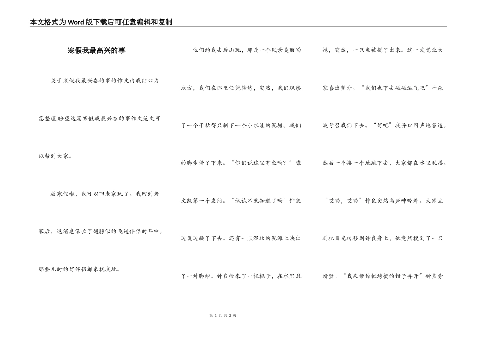 寒假我最高兴的事_第1页