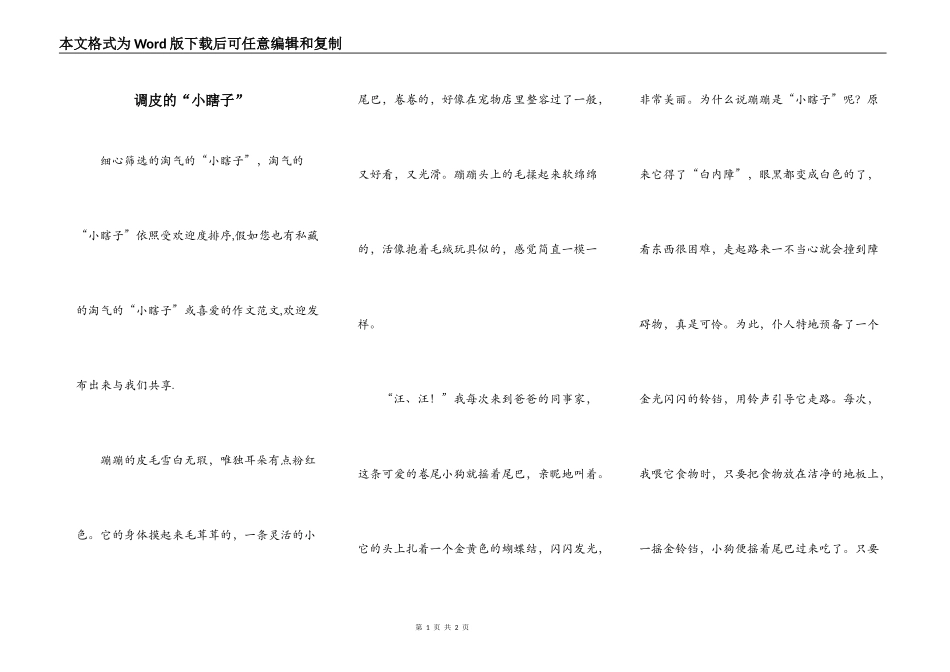 调皮的“小瞎子”_第1页