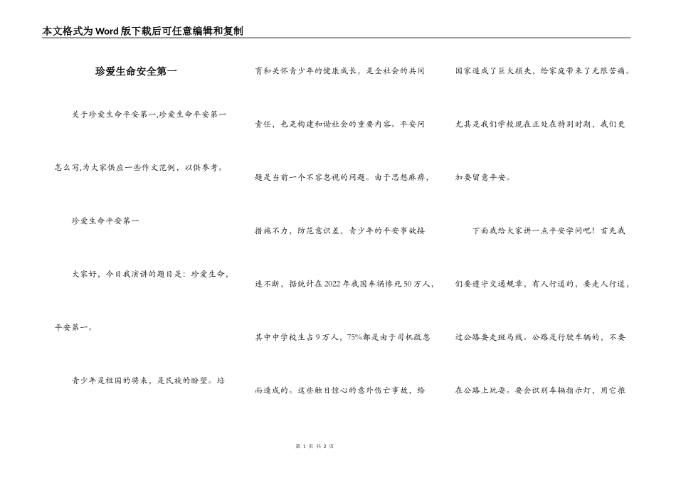 珍爱生命安全第一_第1页