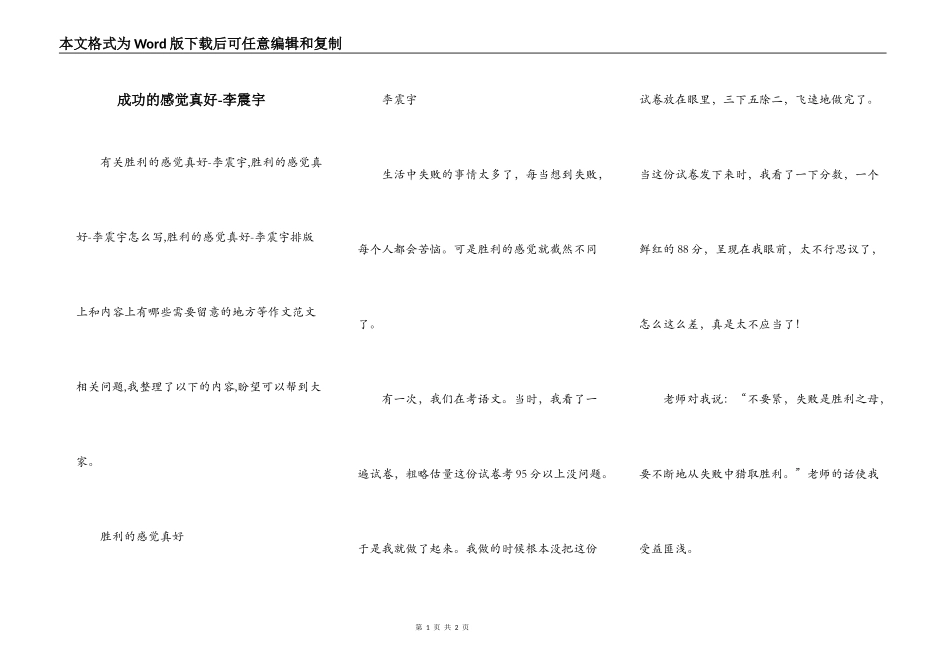 成功的感觉真好-李震宇_第1页
