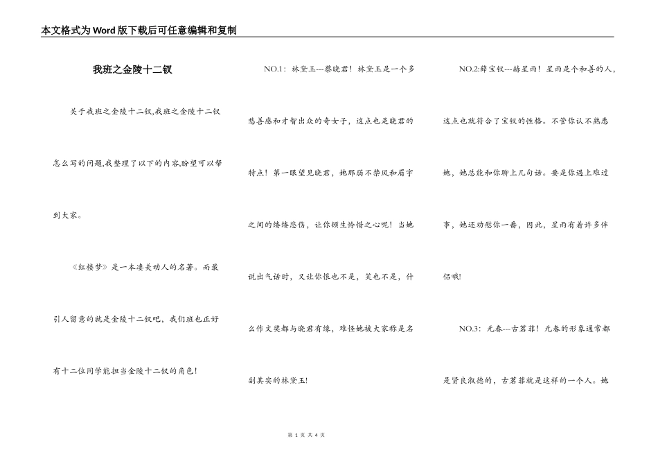 我班之金陵十二钗_第1页