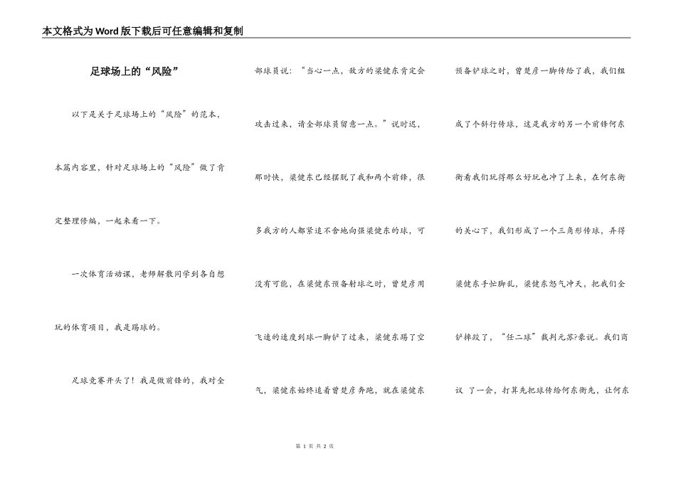 足球场上的“风险”_第1页