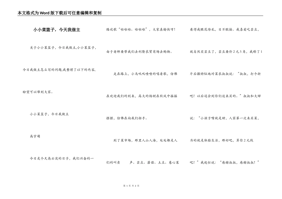 小小菜篮子，今天我做主_第1页