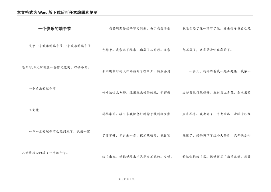 一个快乐的端午节_第1页