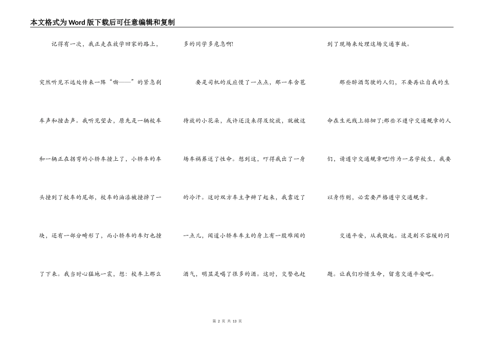 关注交通安全演讲稿作文5篇_第2页