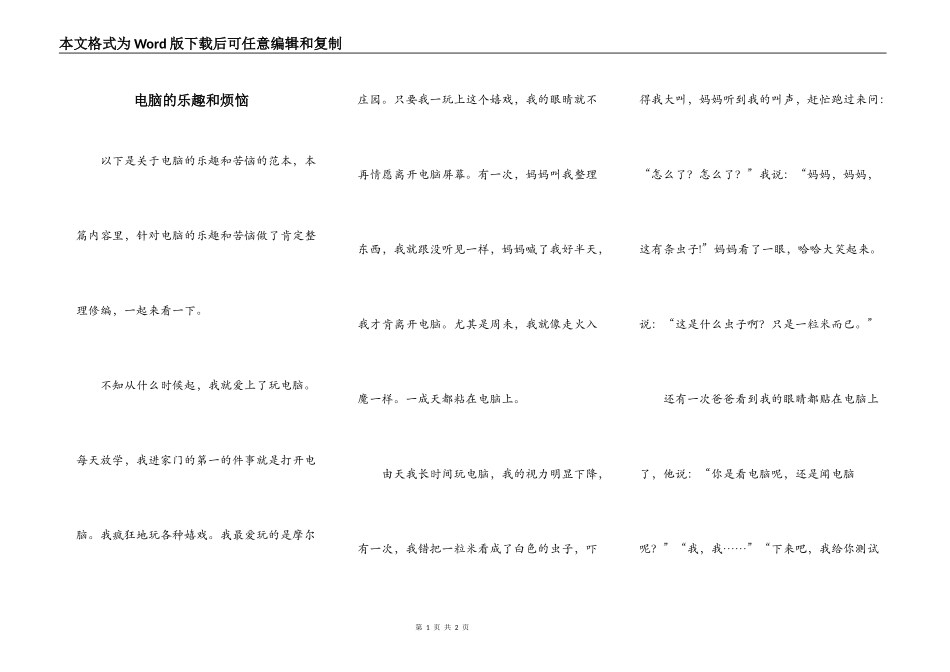 电脑的乐趣和烦恼_第1页