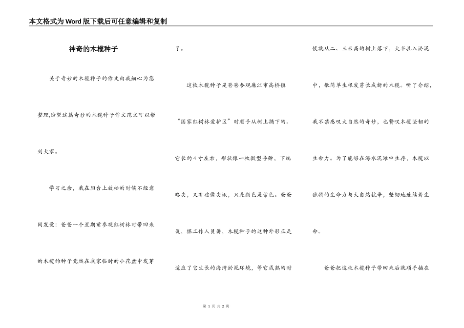 神奇的木榄种子_第1页