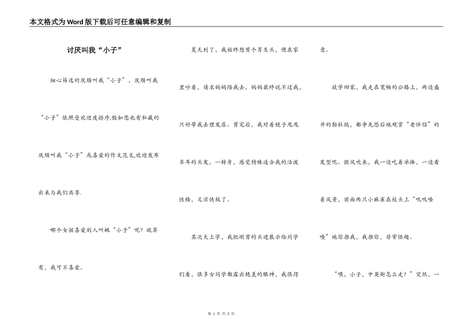 讨厌叫我“小子”_第1页