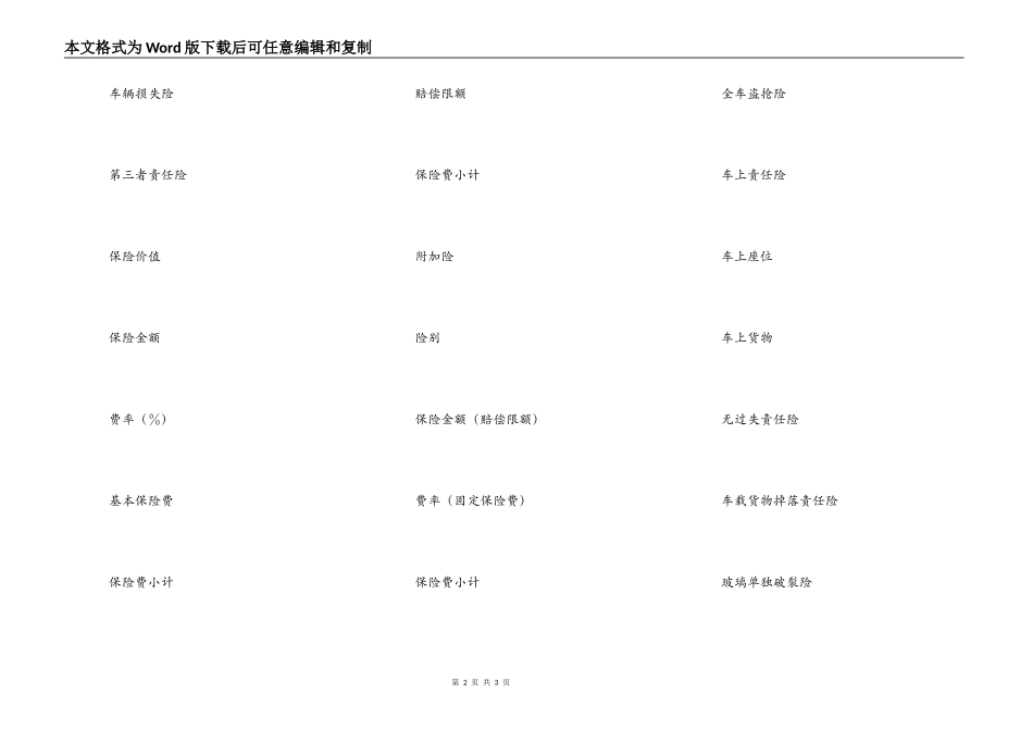 保险公司机动车辆保险单（二）_第2页