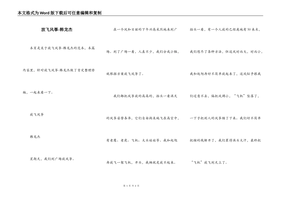 放飞风筝-韩龙杰_第1页