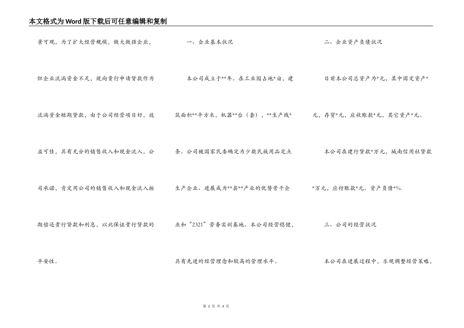 公司银行贷款申请书_第2页