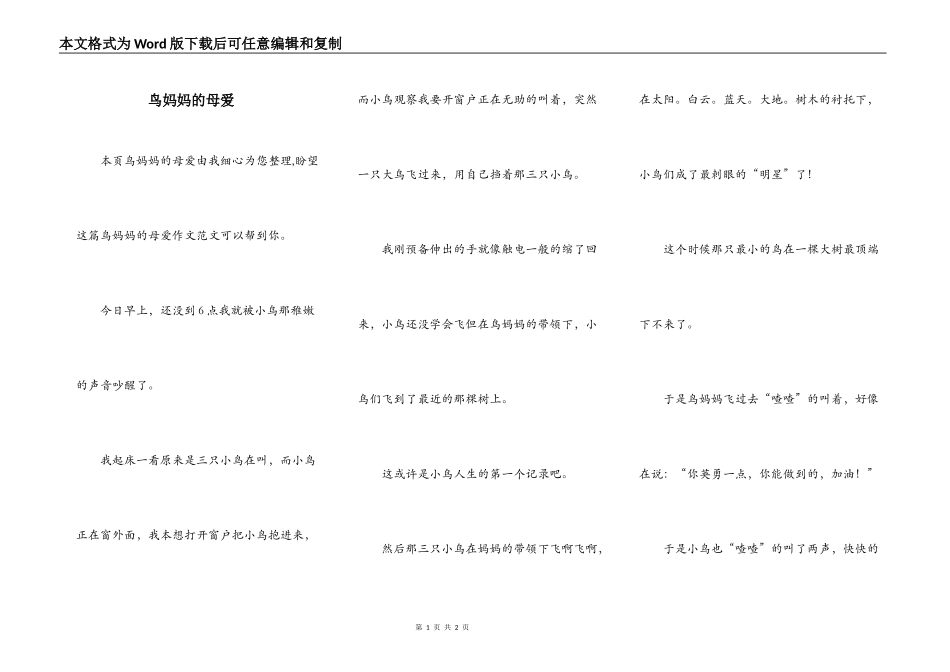 鸟妈妈的母爱_第1页