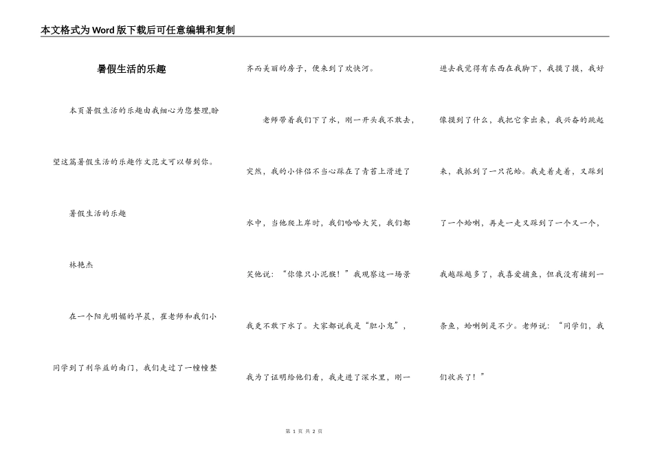 暑假生活的乐趣_第1页