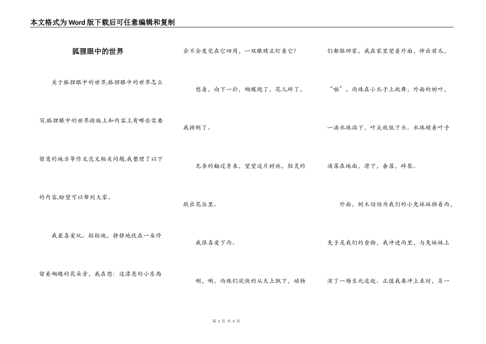 狐狸眼中的世界_第1页
