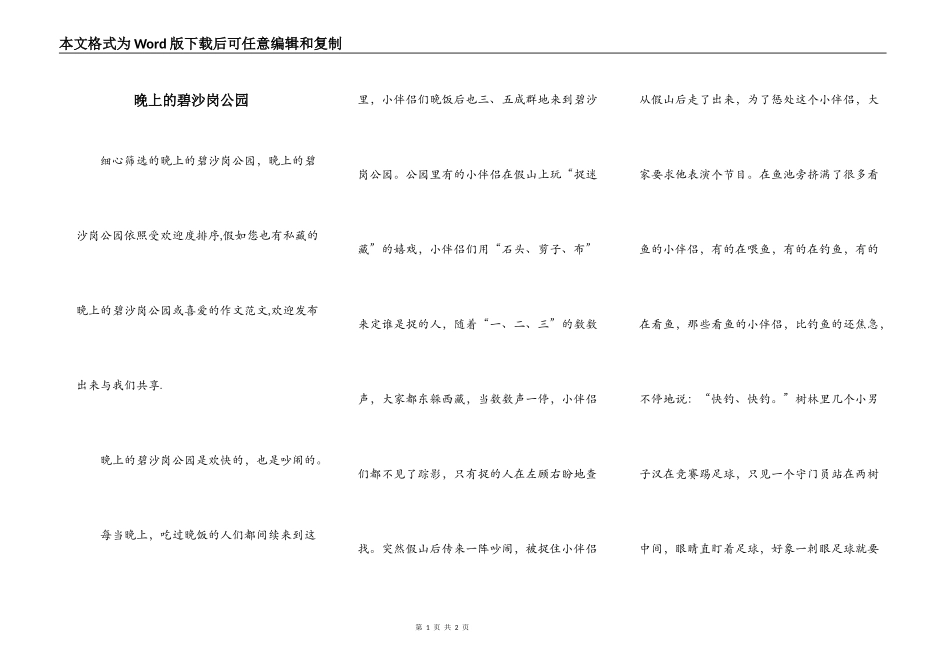 晚上的碧沙岗公园_第1页