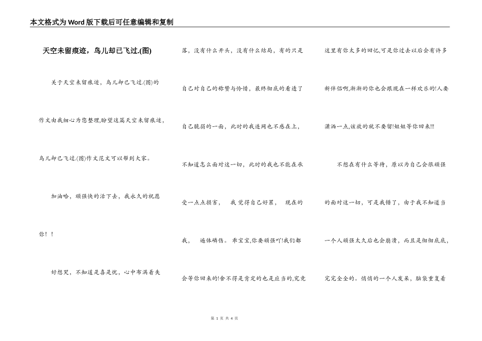 天空未留痕迹，鸟儿却已飞过.(图)_第1页