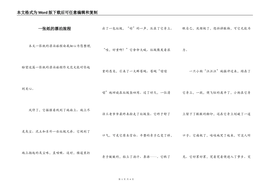 一张纸的漂泊旅程_第1页