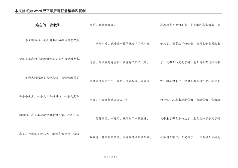 难忘的一次教训_第1页