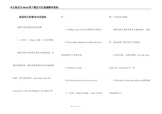 英语的五种基本句式结构