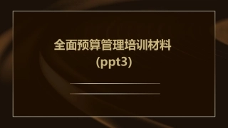 全面预算管理培训材料(ppt3)