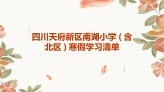 四川天府新区南湖小学(含北区)寒假学习清单
