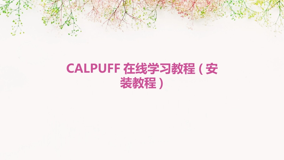 CALPUFF在线学习教程(安装教程)_第1页