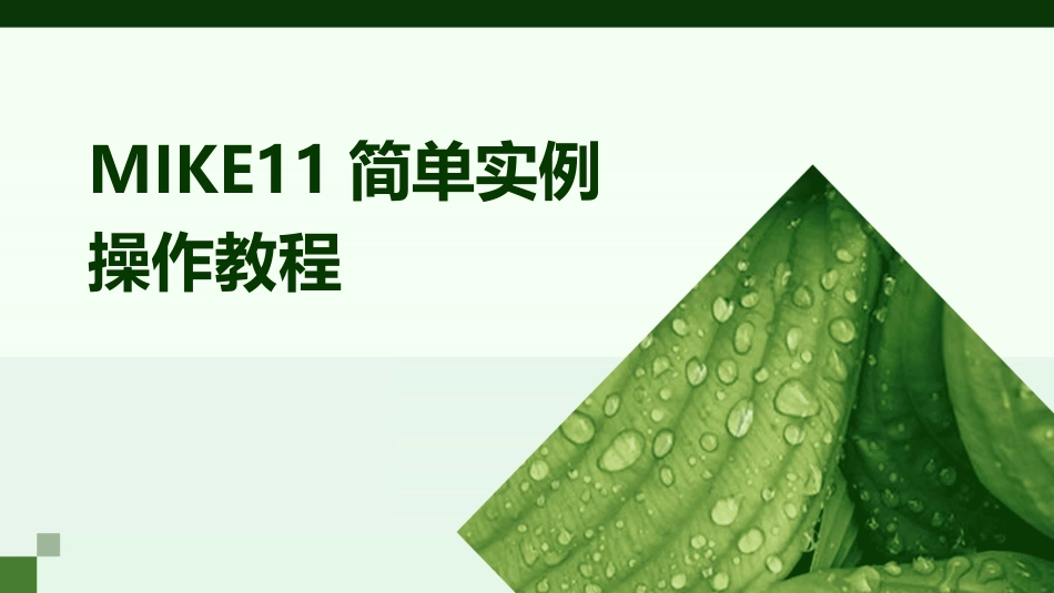 MIKE11简单实例操作教程_第1页