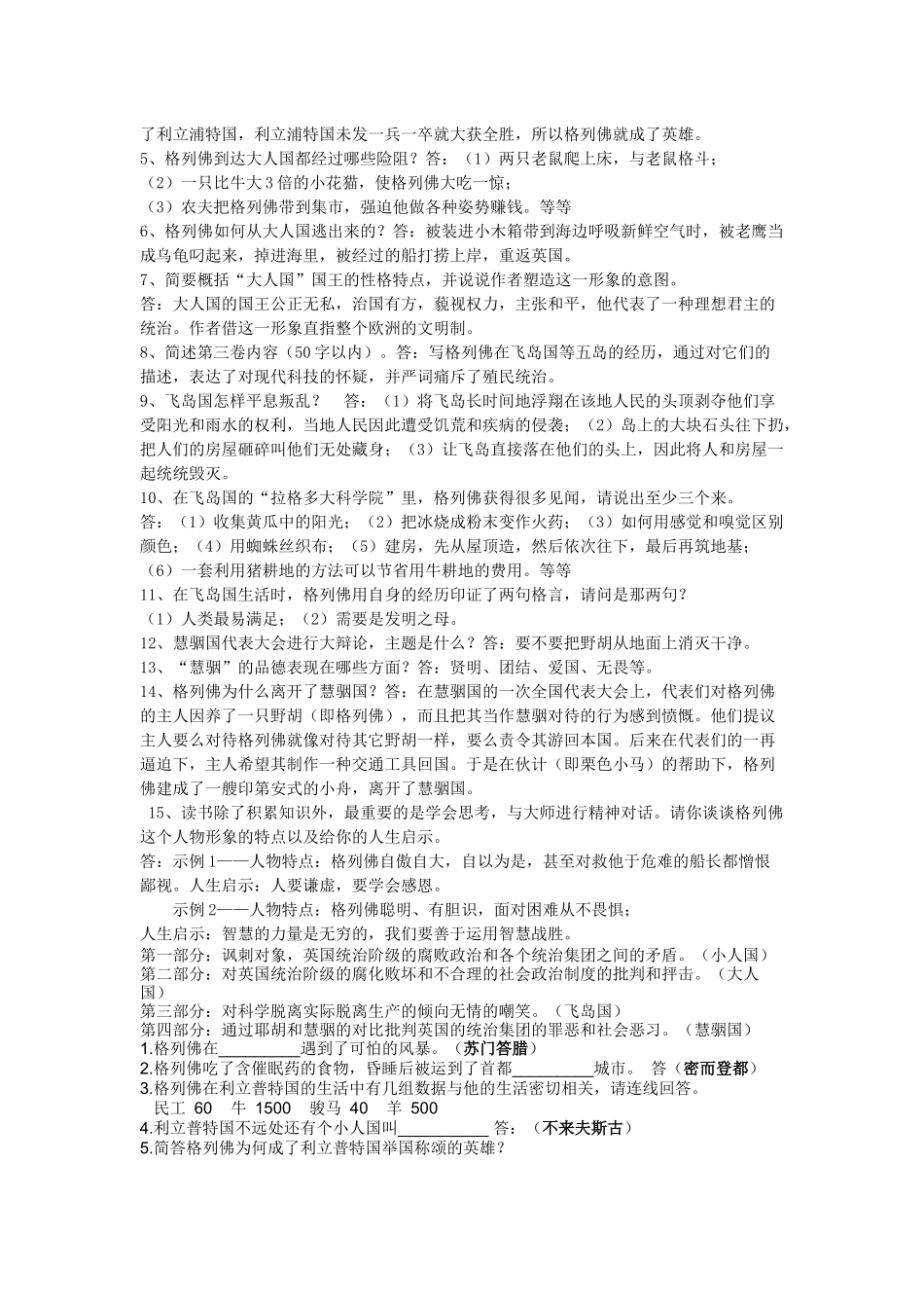 《格列佛游记》阅读题_第3页